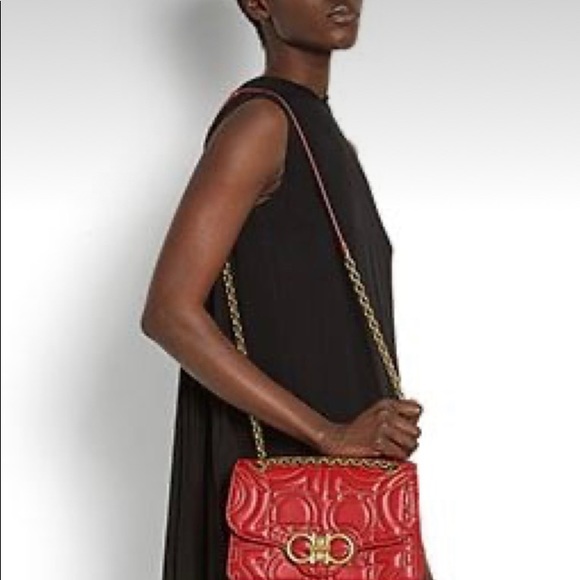 Salvatore Ferragamo Handbags - Brand New Limited Edition (44 of 100 made) QUILTED GANCINI FLAP BAG Lipstick Red